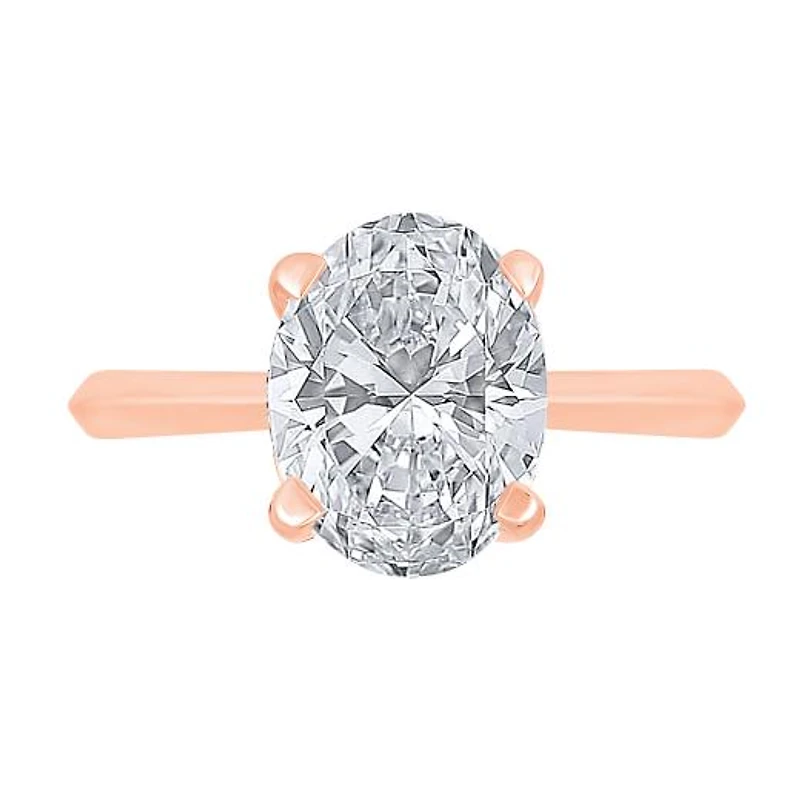 New Brilliance 14K Rose Gold Lab Grown 1.00CT Oval Shaped Diamond Solitaire Ring