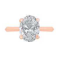 New Brilliance 14K Rose Gold Lab Grown 1.00CT Oval Shaped Diamond Solitaire Ring