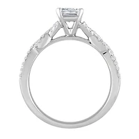 New Brilliance 14K White Gold Lab Grown 1.23CTW Emerald Diamond Bridal Ring