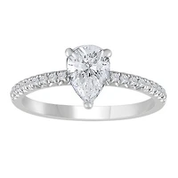 New Brilliance 14K White Gold Lab Grown 1.27CTW Pear Shaped Ring