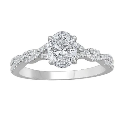 New Brilliance 14K White Gold Lab Grown 1.23CTW Oval Diamond Bridal Ring