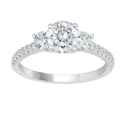 New Brilliance 14K White Gold Lab Grown Three Stone 1.54CTW Diamond Ring