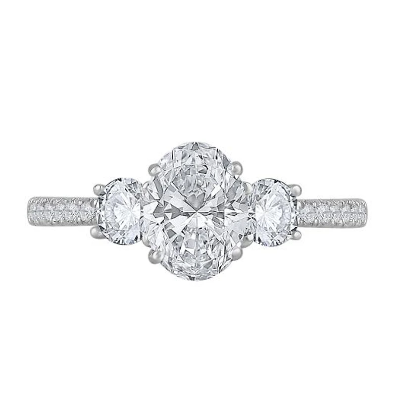New Brilliance 14K White Gold Lab Grown 1.54CTW Diamond Three Stone Ring