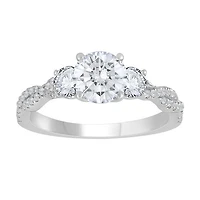 New Brilliance 14K White Gold Lab Grown 1.58CTW Three Stone Bridal Ring