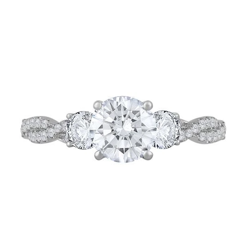 New Brilliance 14K White Gold Lab Grown 1.58CTW Three Stone Bridal Ring