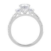 New Brilliance 14K White Gold Lab Grown 1.58CTW Three Stone Bridal Ring