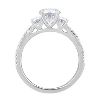 New Brilliance 14K White Gold Lab Grown 2.18CTW Three Stone Bridal Ring