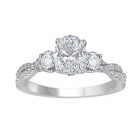 New Brilliance 14K White Gold Lab Grown 1.58CTW Oval Three Stone Bridal Ring