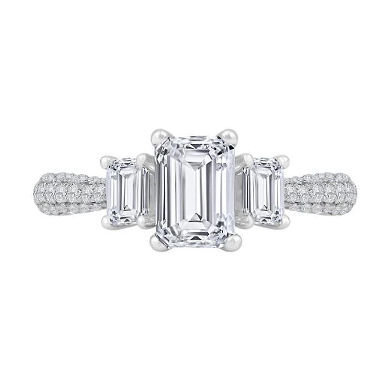 New Brilliance 14K White Gold Lab Grown 2.48CTW Emerald Diamond Bridal Ring