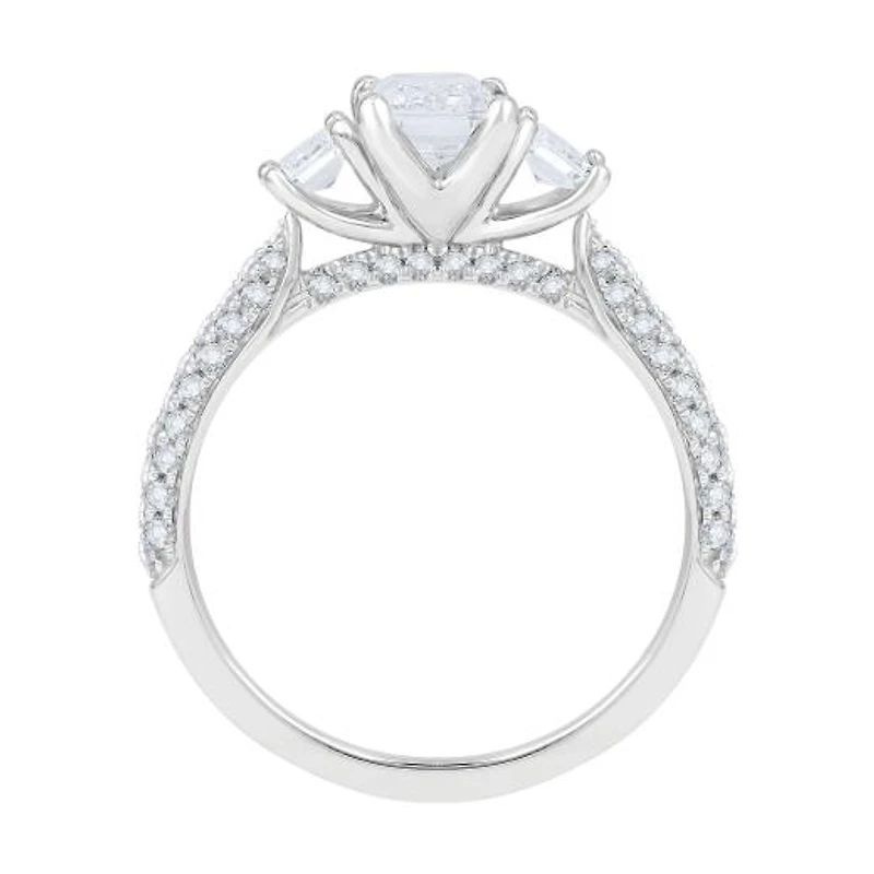 New Brilliance 14K White Gold Lab Grown 2.48CTW Emerald Diamond Bridal Ring