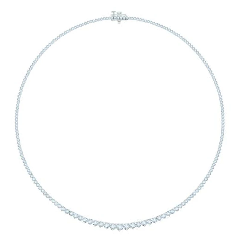 14K White Gold 7.03CTW Diamond Riviera Necklace