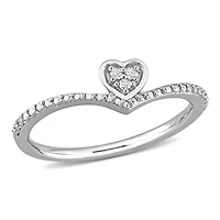 Julianna B Sterling Silver Diamond Heart Promise Ring