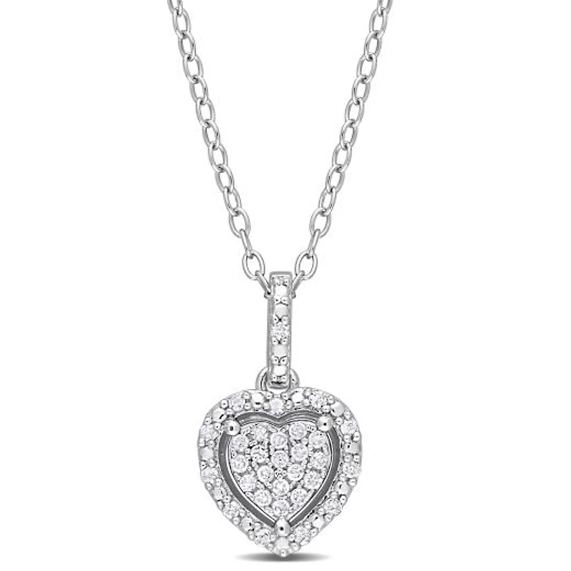 Julianna B Sterling Silver 0.15CTW Diamond Heart Pendant