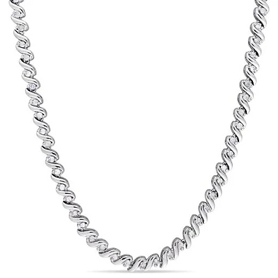 Julianna B Sterling Silver 1.05CTW Diamond Tennis Necklace