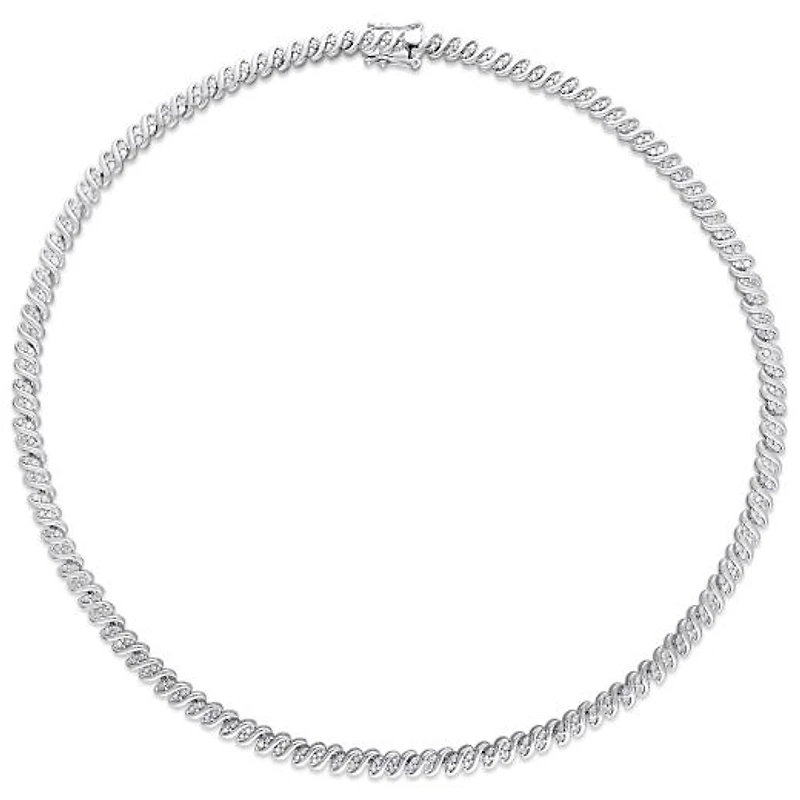 Julianna B Sterling Silver 1.98CTW Diamond Tennis Necklace