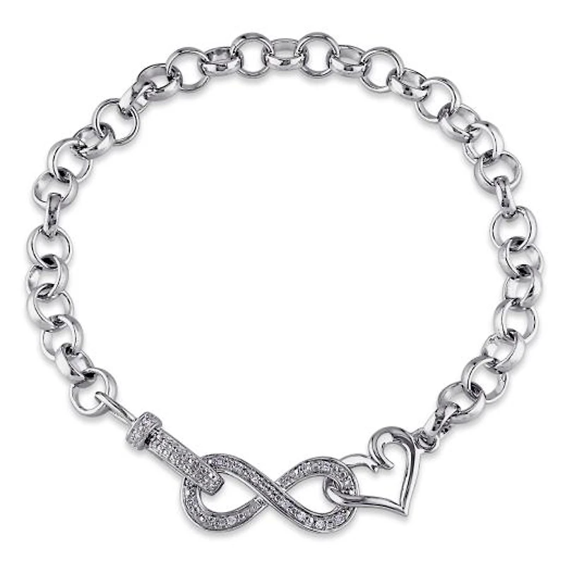 Julianna B Sterling Silver Diamond Link Infinity Bracelet