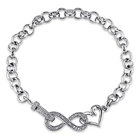 Julianna B Sterling Silver Diamond Link Infinity Bracelet