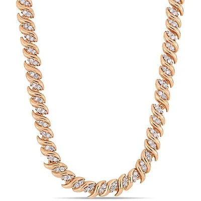 Julianna B Rose Plated Sterling Silver 1.00CTW Diamond Necklace