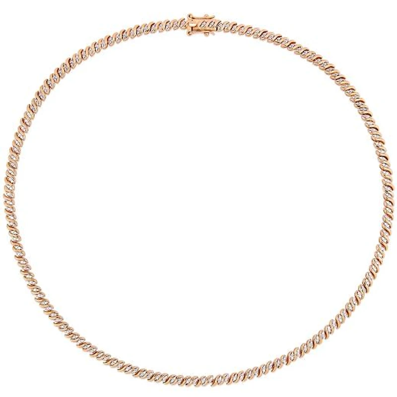 Julianna B Rose Plated Sterling Silver 1.00CTW Diamond Necklace