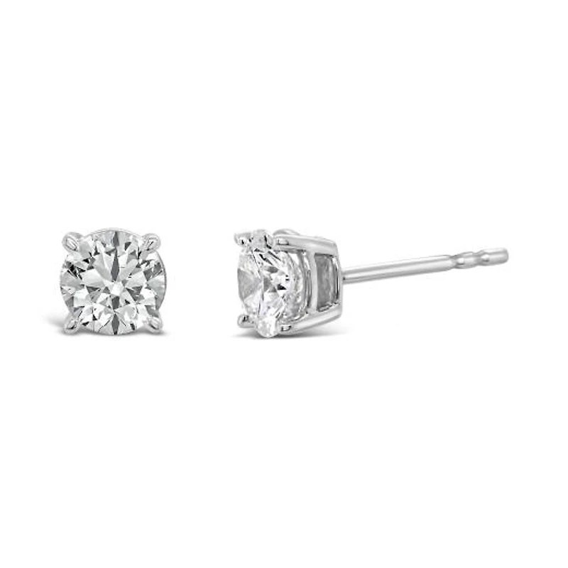 New Brilliance 10K White Gold Lab Grown 0.80CTW Diamond Stud Earrings