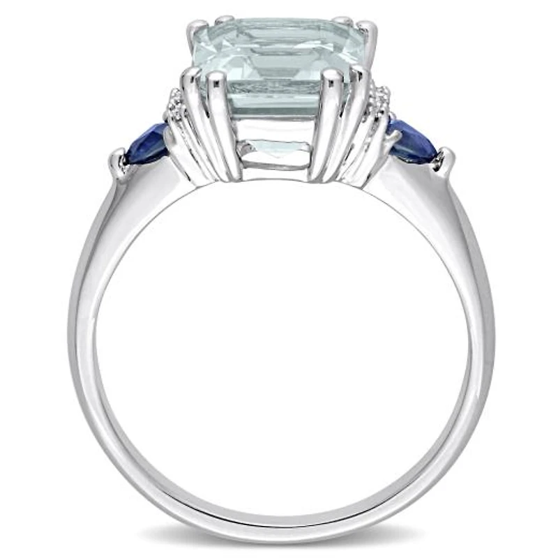 Julianna B 14K WG Aquamarine, Blue Sapphire & Diamond Ring