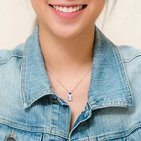 Julianna B Sterling Silver Aquamarine, Blue Sapphire & Diamond Pendant