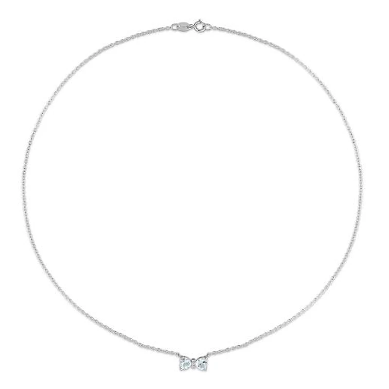 Julianna B Sterling Silver Aquamarine & Diamond Bow Necklace