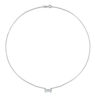Julianna B Sterling Silver Aquamarine & Diamond Bow Necklace