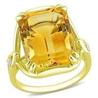 Julianna B Sterling Silver Yellow Plated Citrine and White Topaz Ring