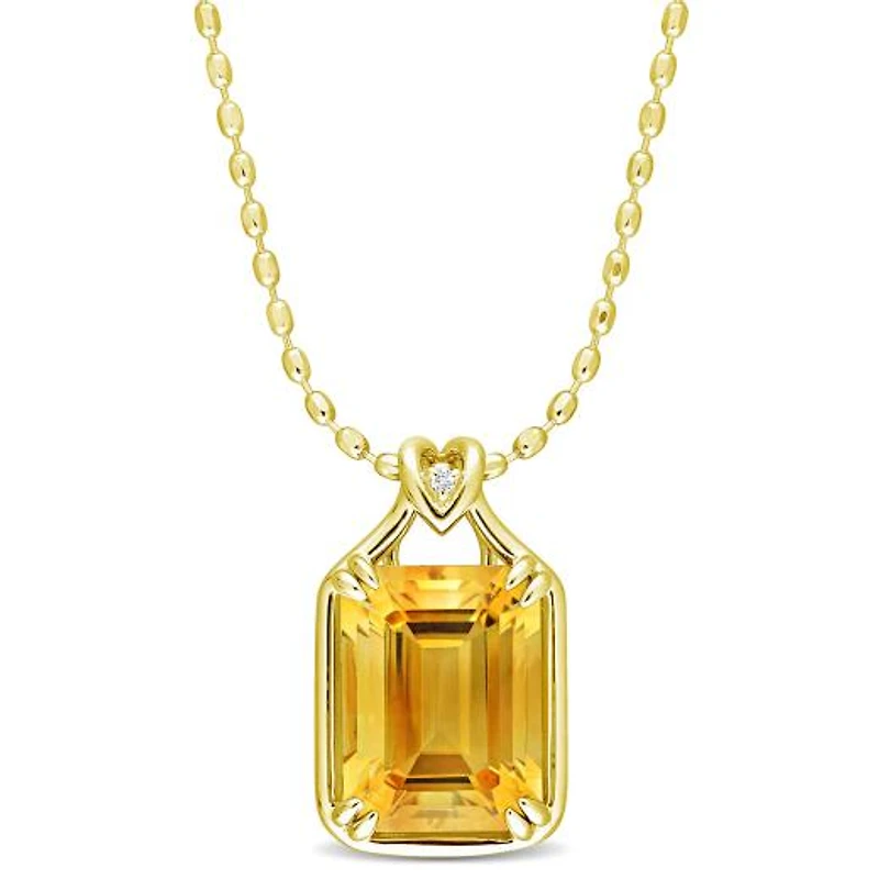 Julianna B Sterling Silver Yellow Plated Citrine and White Topaz Pendant