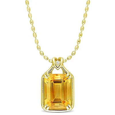 Julianna B Sterling Silver Yellow Plated Citrine and White Topaz Pendant