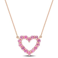 Julianna B 10K Rose Gold Pink Sapphire Heart Pendant 17