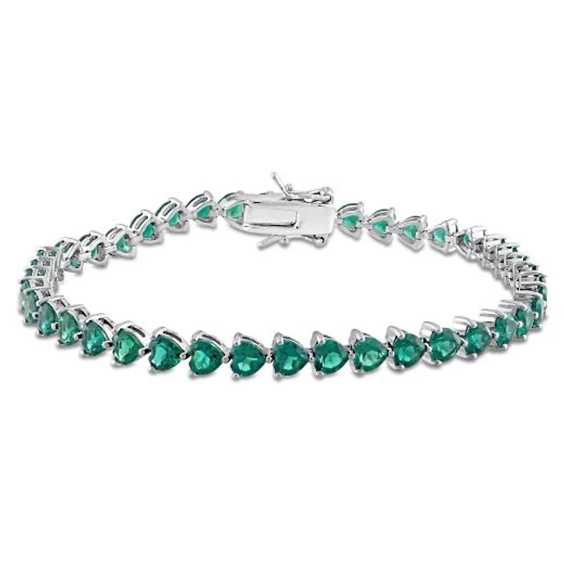 Julianna B Sterling Silver Created Emerald Bracelet 7.5