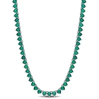 Julianna B Sterling Silver Created Emerald Tennis Necklace 18