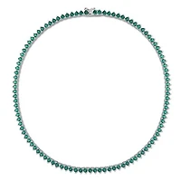 Julianna B Sterling Silver Created Emerald Tennis Necklace 18