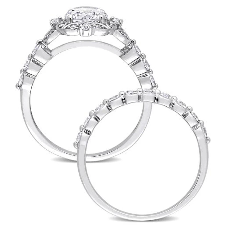 Julianna B 10K White Gold Created Sapphire and Diamond Bridal Set