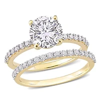 Julianna B 10K Yellow Gold Created White Sapphire Bridal Set