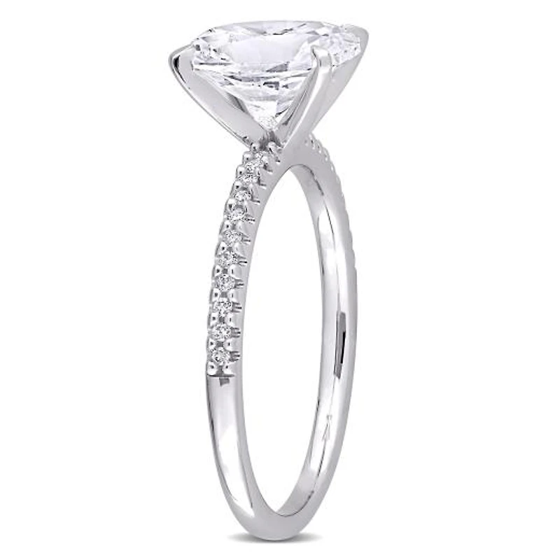 Julianna B 14K White Gold Created Sapphire and Diamond Ring