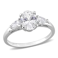 Julianna B Sterling Silver Cubic Zirconia 3 Stone Ring