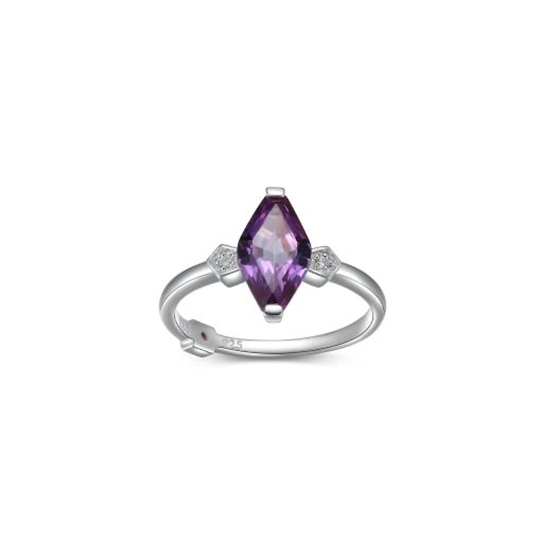 Elle Etoile Sterling Silver with Marquise Sapphire & Diamond Ring