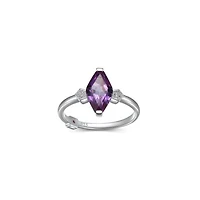 Elle Etoile Sterling Silver with Marquise Sapphire & Diamond Ring
