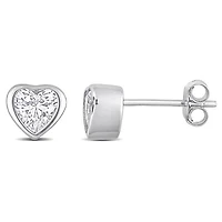 Julianna B Sterling Silver Cubic Zirconia Heart Stud Earrings