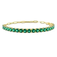 Julianna B Sterling Silver Yellow Plated Green Cubic Zirconia Tennis Bracelet