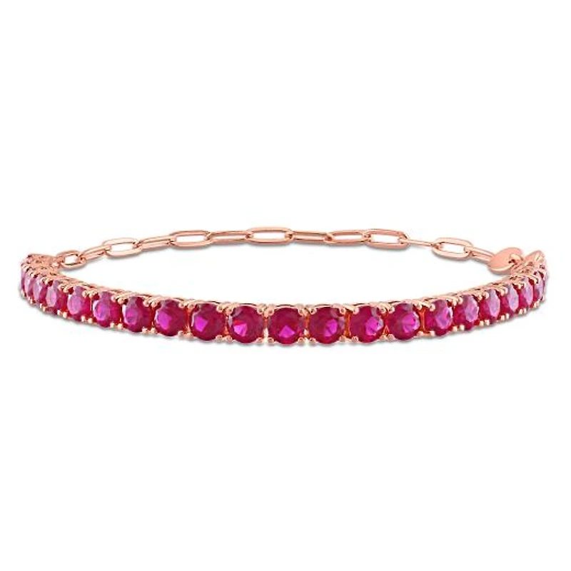 Julianna B Sterling Silver Rose Plated Red Cubic Zirconia Tennis Bracelet