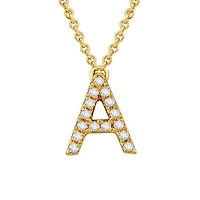 Bella Moda 10K Yellow Gold 0.10CTW Diamond Initial "A" Necklace