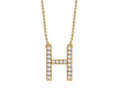 Bella Moda 10K Yellow Gold 0.10CTW Diamond Initial "H" Necklace