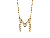 Bella Moda 10K Yellow Gold 0.10CTW Diamond Initial "M" Necklace