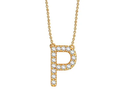 Bella Moda 10K Yellow Gold 0.10CTW Diamond Initial "P" Necklace