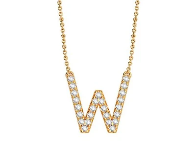 Bella Moda 10K Yellow Gold 0.10CTW Diamond Initial "W" Necklace