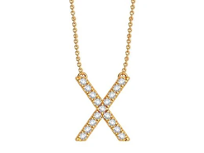 Bella Moda 10K Yellow Gold 0.10CTW Diamond Initial "X" Necklace
